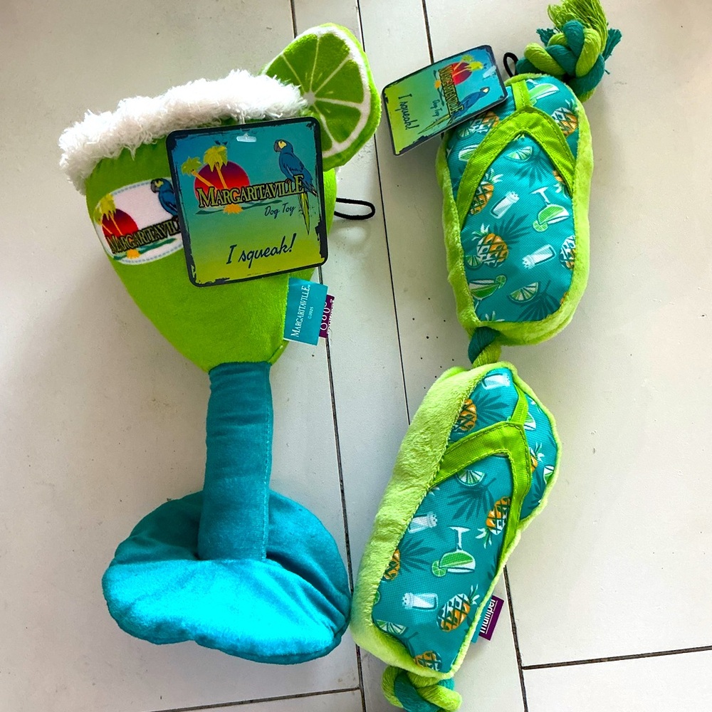 Margaritaville Dog Toys-MARGARITA GLASS AND FLIP FLOPS